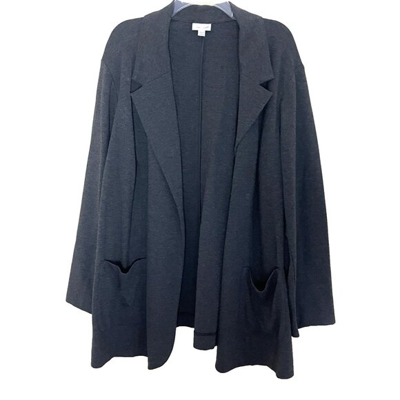 J. Jill Ponte Long Cardigan Sweater Jacket 3X Gray Stretch Open Front - Picture 2 of 9